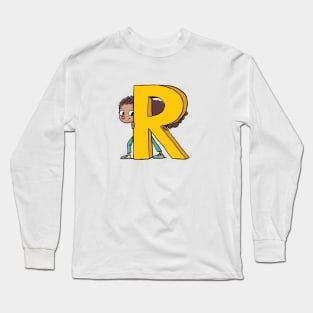girl hides behind the capital letter R Long Sleeve T-Shirt